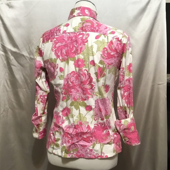 Talbots Pink and Green Blouse - Picture 2 of 3